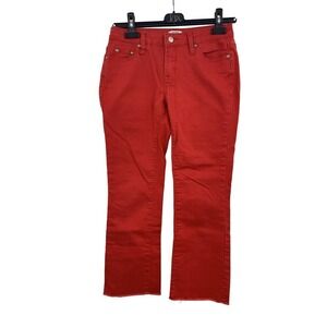 Crown & Ivy Womens Red Capri Cropped Frayed Stretch Jeans Size‎ 2